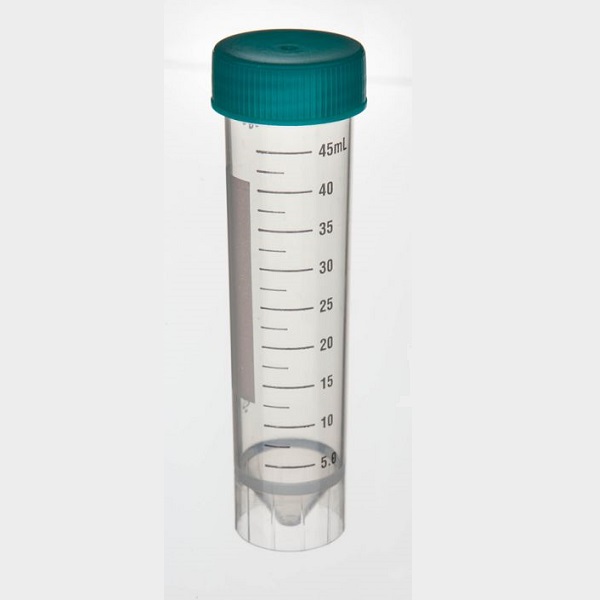Freestanding 50ml Centrifuge Tubes with Flat Caps. Skirted. Sterile.