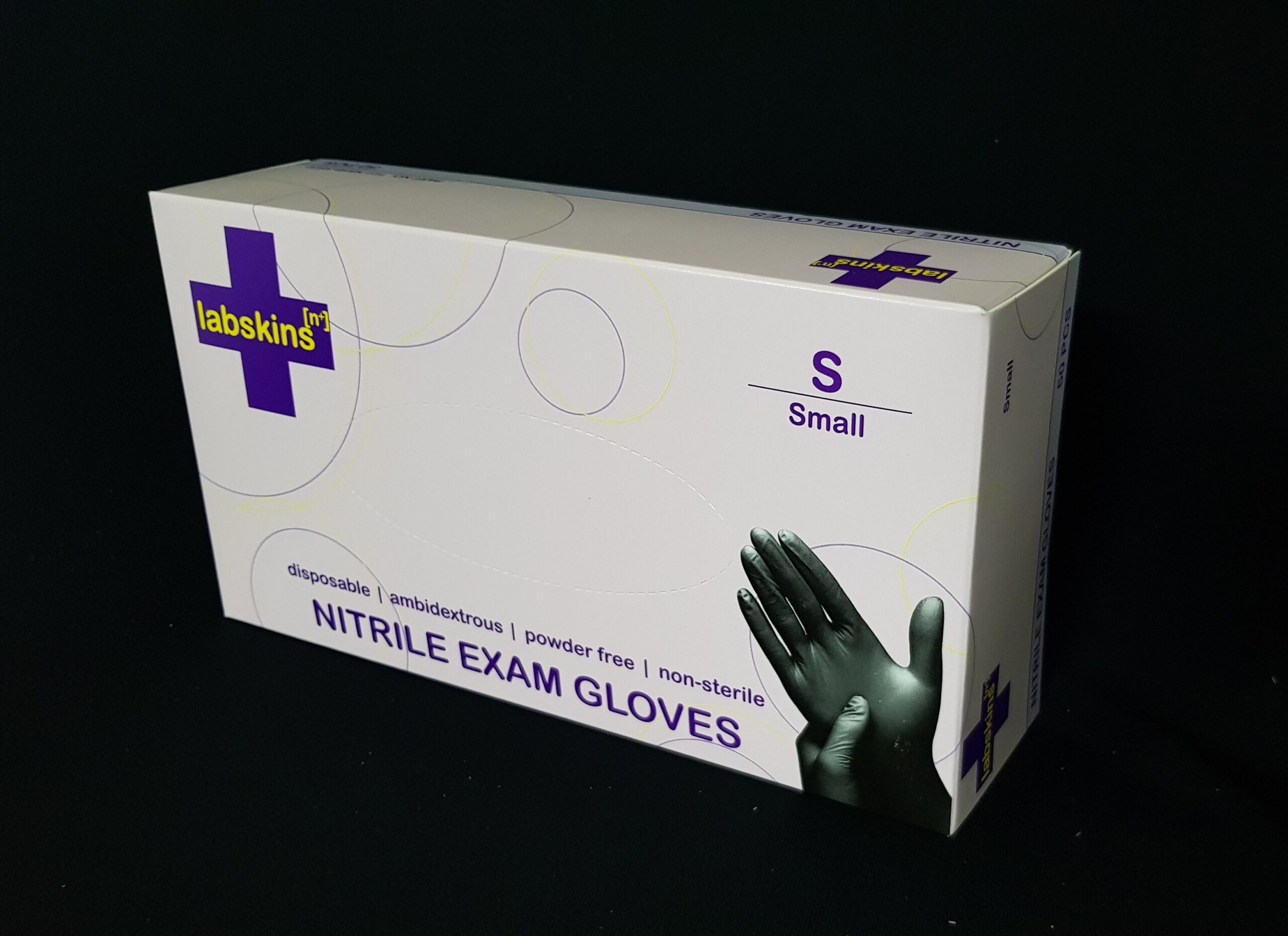 Labskins[n+] Nitrile PLUS Black Gloves (7.5mil)